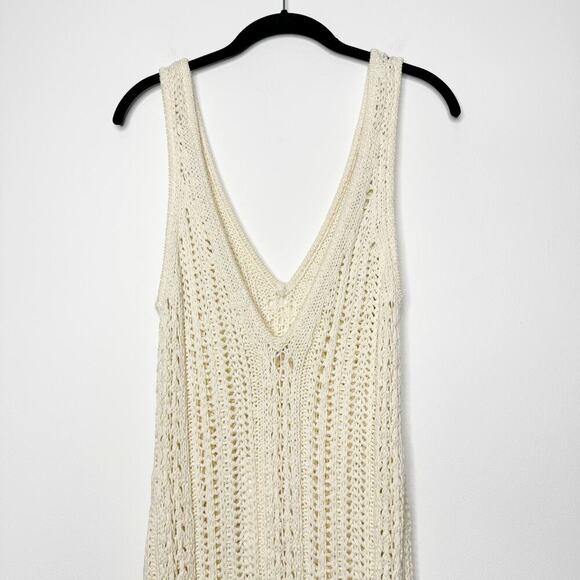 Jonathan Simkhai Kamilah Fringe Dress Midi Crochet Ivory Resort Cotton Small - Picture 8 of 11